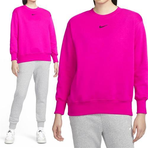 Nike W NSW PHNX FLC OS CREW 女款 桃紅色 運動 休閒 長袖 上衣 DQ5734-615