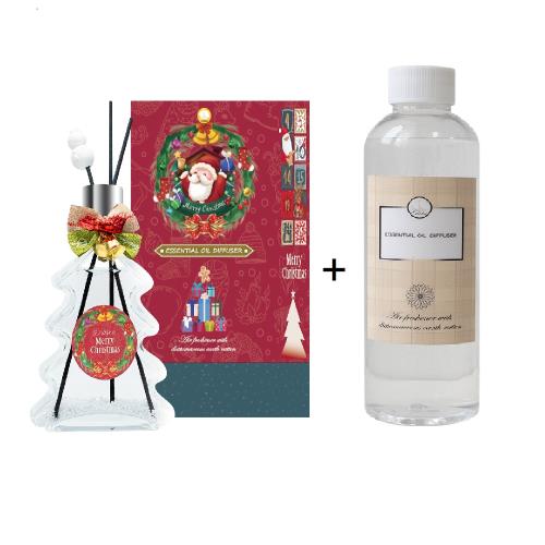 (1+1 組合) QIDINA 冬季聖誕樹款 香氛珪藻土擴香瓶+補充瓶200ML