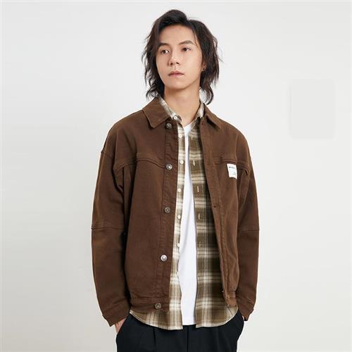 【米蘭精品】牛仔外套丹寧夾克-日系復古寬鬆工裝男外套74gc9