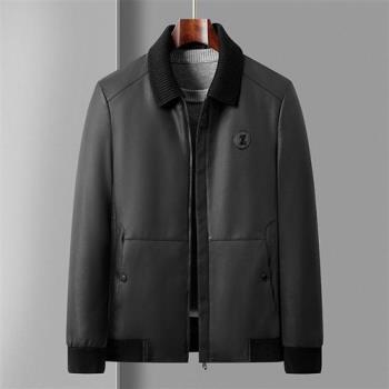 【米蘭精品】羽絨外套90%白鴨絨夾克-可脫卸翻領皮衣保暖男外套74gs2