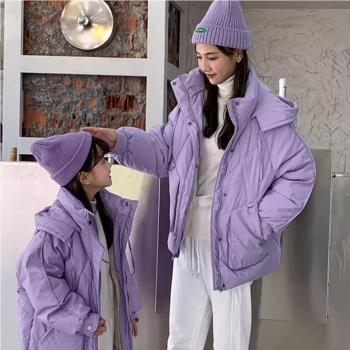 【YOUNGBABY中大尺碼女裝】超美薰衣紫大口袋連帽夾棉超保暖外套
