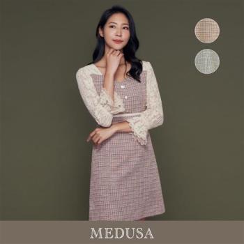 現貨【MEDUSA 曼度莎】小香風混紡編織高腰洋裝 - 2色（M-XL）｜小禮服 連身裙 短洋裝