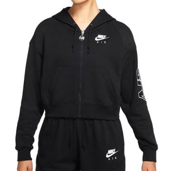 Nike W NSW AIR FLC TOP FZ 女款 黑 短版 運動 連帽 外套 DM6064-010