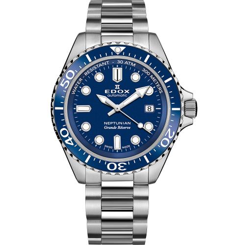 EDOX 伊度Neptunian 海神68H超動能300米潛水機械錶-藍/42mm(E80801
