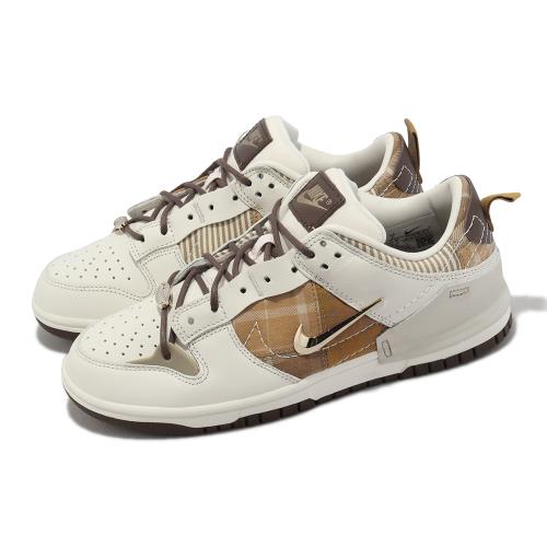 Nike 休閒鞋Wmns Dunk Low Disrupt 2 女鞋白棕格紋帆布金勾復古FV3640