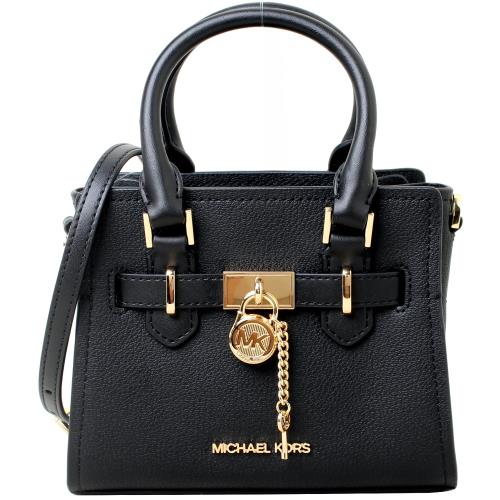 【Michael Kors】HAMILTON 鎖頭迷你手提斜背包(黑)