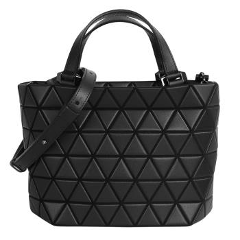 ISSEY MIYAKE 三宅一生 -幾何方格霧麵皮質手提/斜背兩用包(黑)mini 款