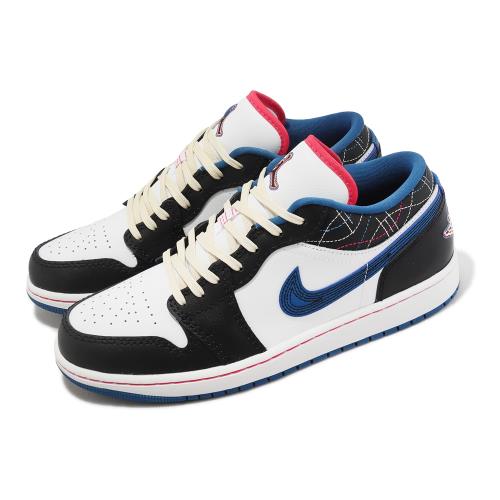 Nike Air Jordan 1 Low SE 休閒鞋男鞋黑白藍刺繡AJ1 一代FV3622-141