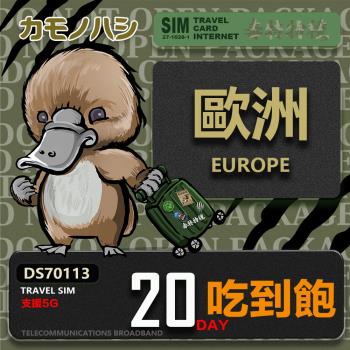 【鴨嘴獸 旅遊網絡卡】Travel Sim 歐洲20天吃到飽 歐洲上網絡卡 歐洲網絡卡 吃到飽網絡卡