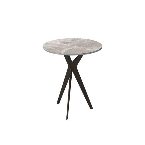 Boden-莫魯1.5尺工業風圓形岩板小茶几/邊几/邊桌