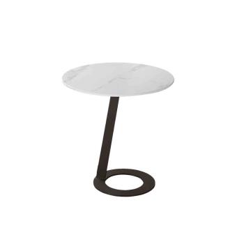 Boden-迪菲1.7尺工業風圓形岩板小茶几/邊几/邊桌