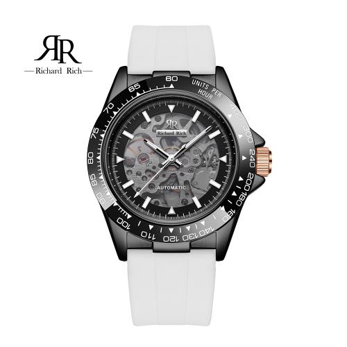 【Richard Rich】RR 海軍上將系列 海軍白縷空錶盤自動機械氟矽膠腕錶