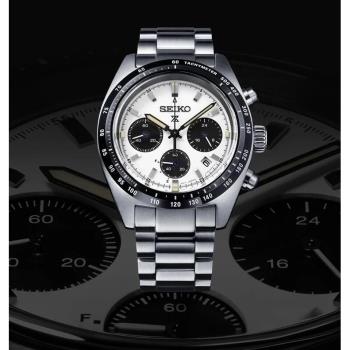 【SEIKO】精工 Prospex 熊貓 SSC813P1 鋼錶帶 太陽能 三眼計時男錶 V192-0AF0S 白 39mm