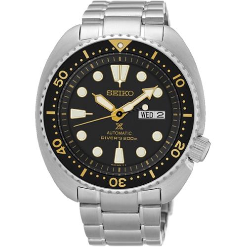 【SEIKO】精工 Prospex SRP775J1 200米潛水錶 鋼錶帶 機械男錶 4R36-04Y0K 黑金 44mm