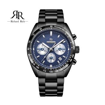 【Richard Rich】RR 星際霸主系列 黑帶藍面計時三眼陶瓷圈隕石面不鏽鋼腕錶