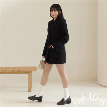 ANNSTAR High a day聯名-慵懶四季牛皮全真皮軟芯樂福鞋3cm-黑