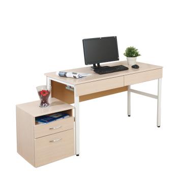《DFhouse》頂楓120公分電腦辦公桌+2抽屜+活動櫃-楓木色