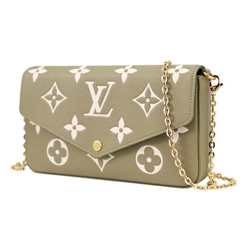 Louis Vuitton LV M82480 Félicie Pochette 撞色壓紋鏈條手拿/斜背包