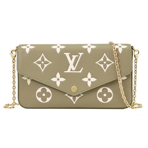 Louis Vuitton LV M82480 Félicie Pochette 撞色壓紋鏈條手拿/斜背包