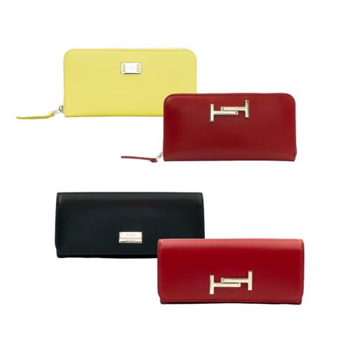 【TODS】 TODS DoubleT LOGO滑面皮革拉鍊/翻蓋長夾 