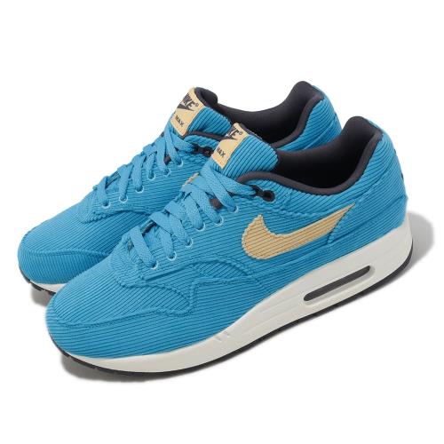 Nike 休閒鞋 Air Max 1 PRM Corduroy 男鞋 藍 卡其 燈芯絨 波羅海藍 FB8915-400