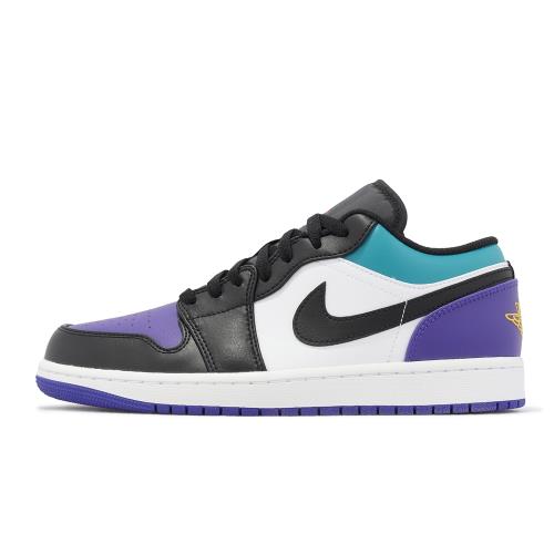 Nike Air Jordan 1 Low Aqua 男鞋黑紫藍休閒鞋AJ1 喬丹一代553558-154