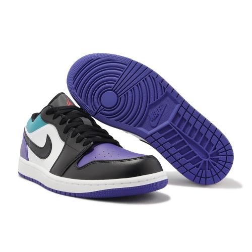 Nike Air Jordan 1 Low Aqua 男鞋黑紫藍休閒鞋AJ1 喬丹一代553558-154