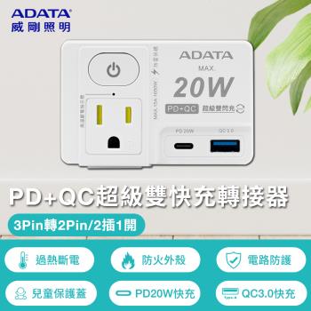 威剛 1切2孔2+3P+USB 快充轉接器 ALPS422A (R-81PLC)