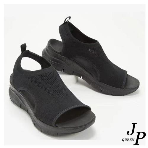  JP Queen New York 純色休閒網布魚口大尺碼套腳涼鞋(4色可選)
