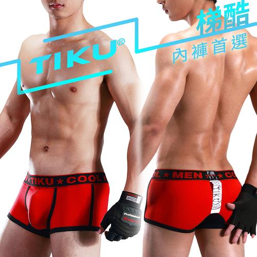TIKU 梯酷 - 純棉超彈性 運動款型男平口 男內褲 -紅色(RC1241)