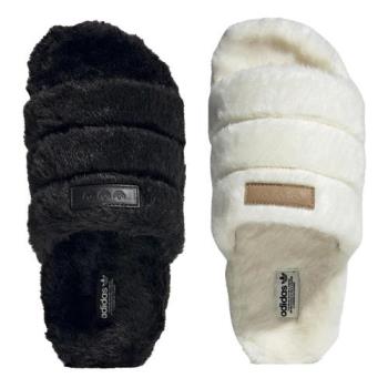 Adidas 女鞋 拖鞋 絨毛 厚底 ADILETTE 黑/米白【運動世界】IF3964/IF3965