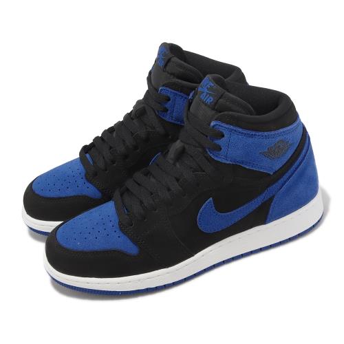 Nike Air Jordan 1 Retro High OG GS 大童女鞋黑皇家藍AJ1 麂皮FD1437