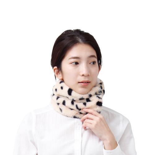 日本AUBE 壓扣式超保暖動物紋絨毛圍脖