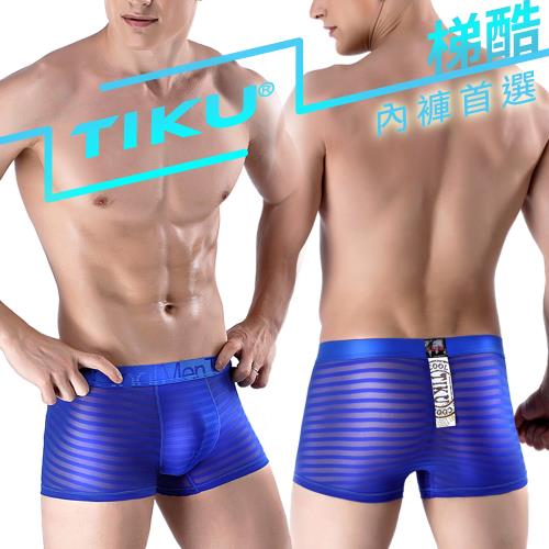 TIKU梯酷 - 超透氣雙面料 網紗棉平口男內褲-藍 (LN1282)