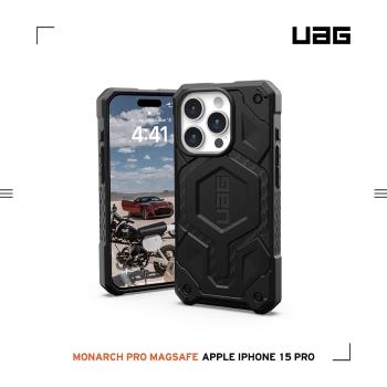 UAG iPhone 15 Pro 磁吸式頂級版耐衝擊保護殼(按鍵式)-碳黑 (支援MagSafe 10年保固)
