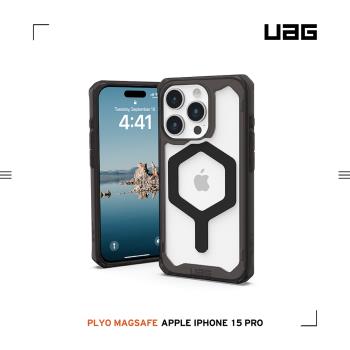 UAG iPhone 15 Pro 磁吸式耐衝擊保護殼(按鍵式)-全透黑(黑圈) (支援MagSafe)