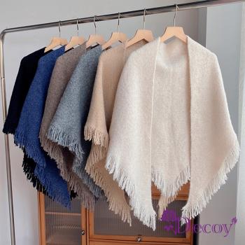 【Decoy】三角流蘇 仿羊絨保暖披肩罩衫兩用圍巾 多色可選