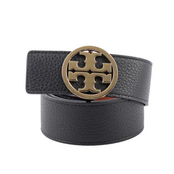 TORY BURCH Miller 素面皮革寬3.8cm雙面可用皮帶(黑色/焦糖色) 138936 001