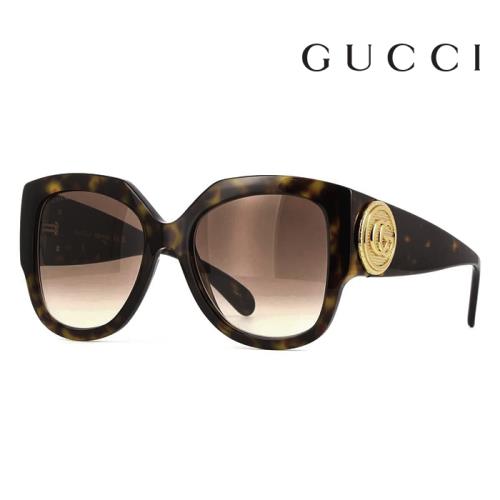 【Gucci】古馳 太陽眼鏡 GG1407S 003 54mm 大鏡面 橢圓框墨鏡 膠框太陽眼鏡 茶色鏡片/琥珀色框
