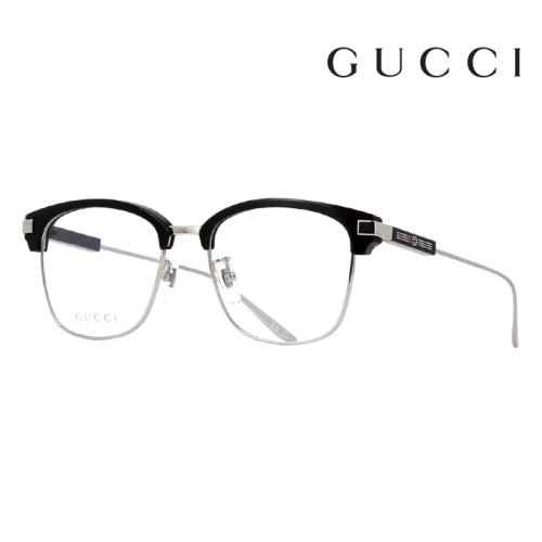 Gucci】古馳光學鏡框GG1439OK 001 53mm 方形鏡框眉框眼鏡黑/銀|太陽