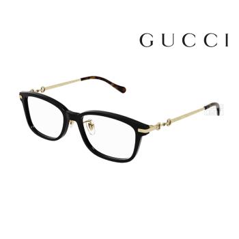 【Gucci】古馳 光學鏡框 GG1129OJ 001 52mm 經典馬銜扣 橢圓方形鏡框 膠框眼鏡 黑框/古銅色