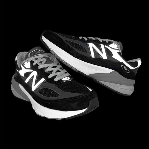 New Balance 休閒鞋990 V6 D 寬楦女鞋黑銀美製麂皮反光復古運動鞋NB 紐