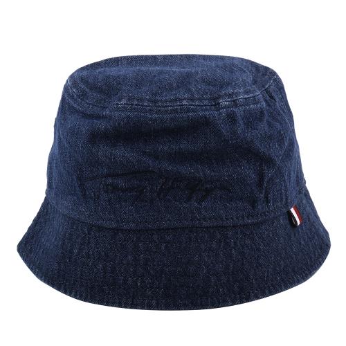 TOMMY HILFIGER- 小旗標LOGO女款漁夫帽(牛仔藍)-2段尺寸