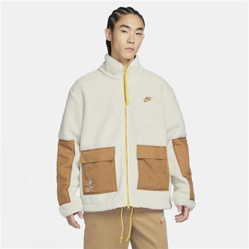 Nike 男裝 外套 仿羊羔毛絨 撞色 白卡其【運動世界】FV4022-072