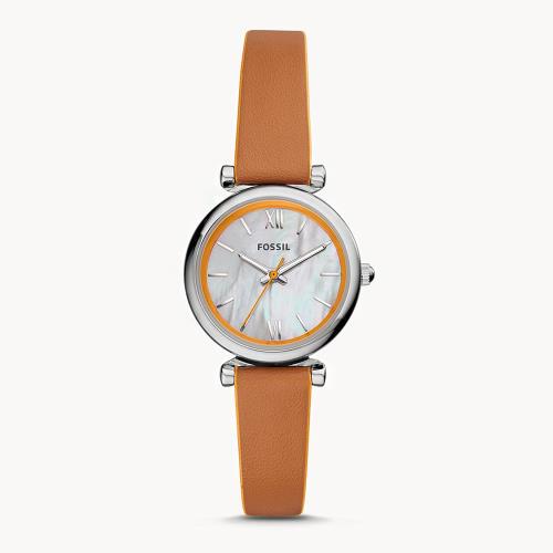 FOSSIL 三針棕色皮革手錶-ES4835