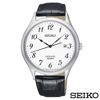 SEIKO精工 時光領袖藍寶石鏡面石英皮帶腕錶 SGEH75P1