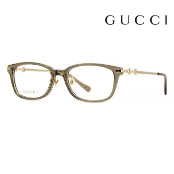 【Gucci】古馳 光學鏡框 GG1129OJ 004 52mm 果凍透明感 橢圓方形鏡框 膠框眼鏡 奶茶色/金