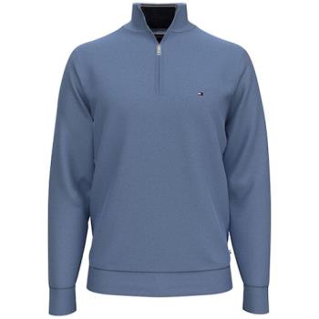 Tommy Hilfiger 2023男時尚棉質立領拉鍊靖藍色長袖運動衫