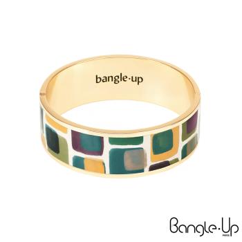 法國 Bangle up 手繪幾何色塊琺瑯鍍金手環(大地綠)