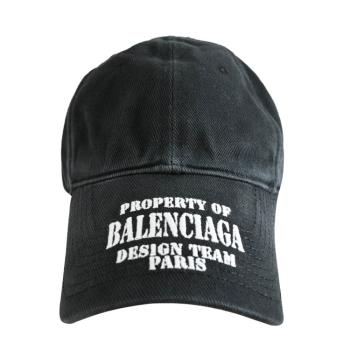 BALENCIAGA 巴黎世家 704097 復古電繡棉質棒球帽.黑